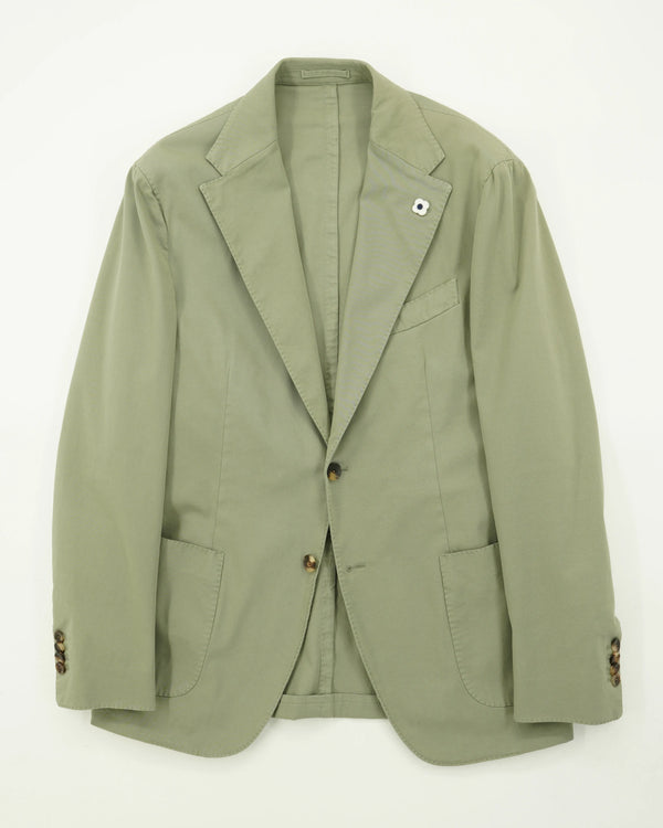Lardini Jacket Garment Dyed Cotton Green