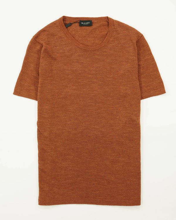 Sand Knitted T-Shirt Linen Blend Terracotta