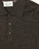 Sand Polo Shirt Linen Blend Dark Brown