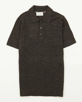 Sand Polo Shirt Linen Blend Dark Brown