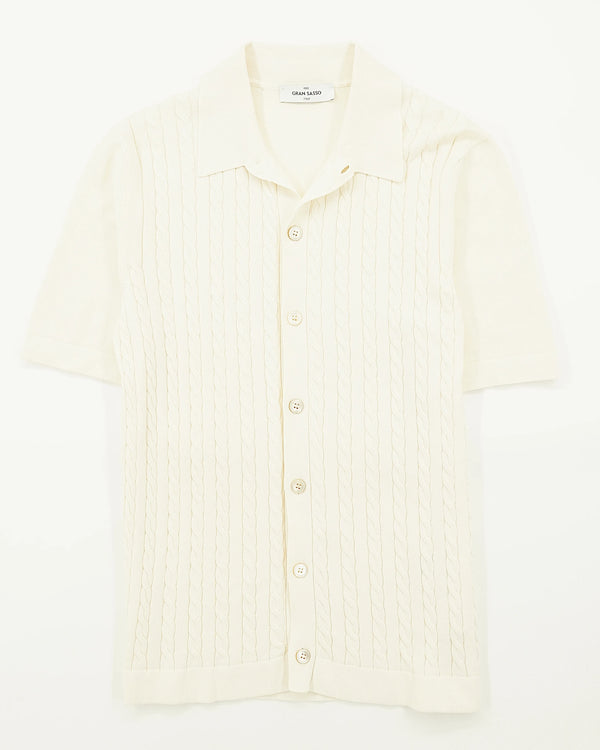 Gran Sasso Polo Shirt Cable Knit Cream