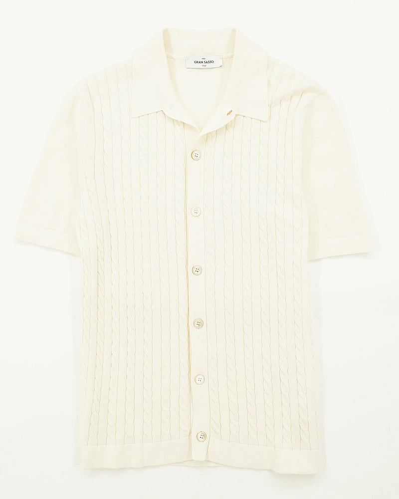 Gran Sasso Polo Shirt Cable Knit Cream