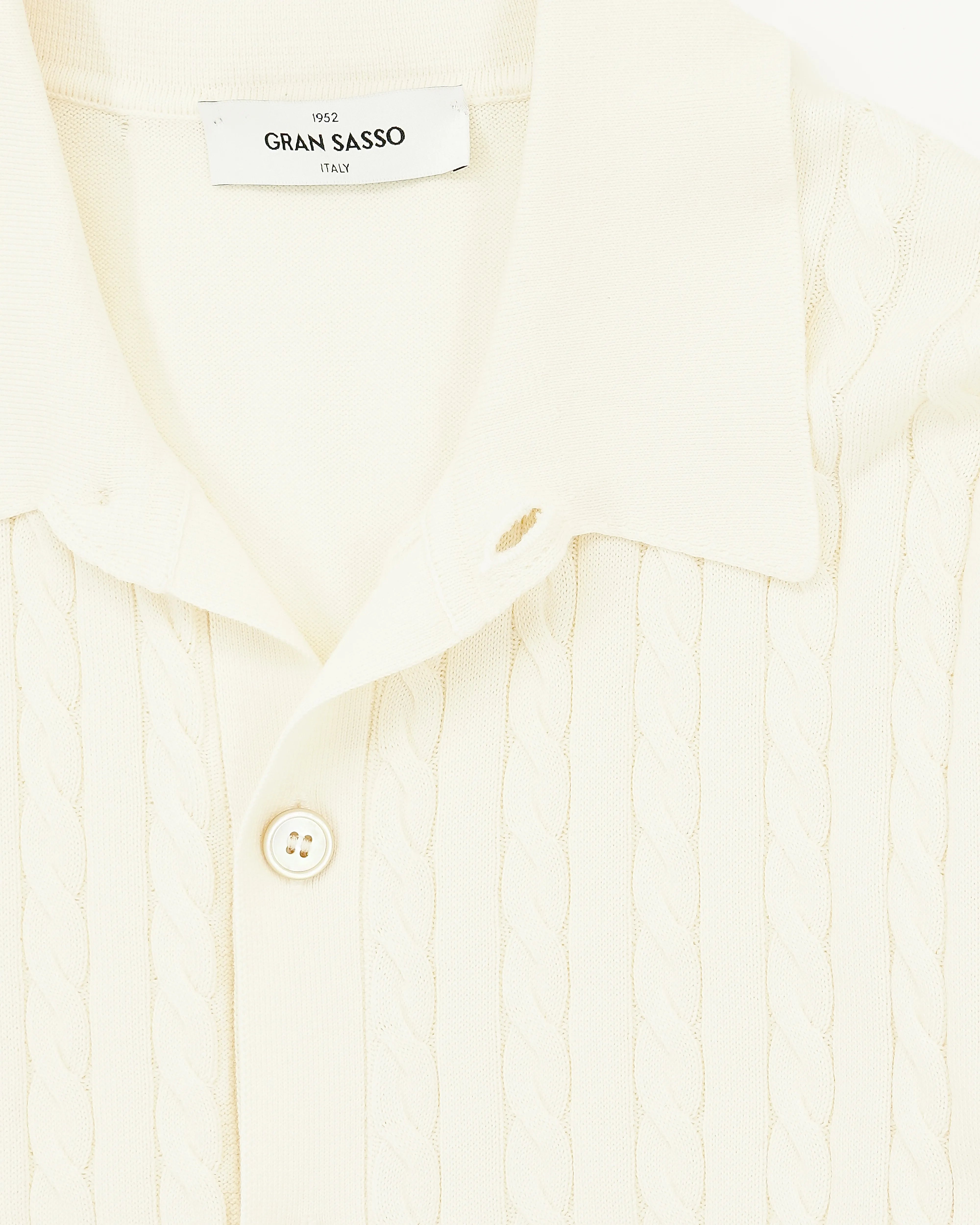 Gran Sasso Polo Shirt Cable Knit Cream