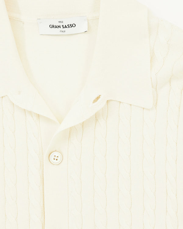 Gran Sasso Polo Shirt Cable Knit Cream