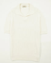 Gran Sasso Polo Shirt Pure Cotton Ribbed Cream