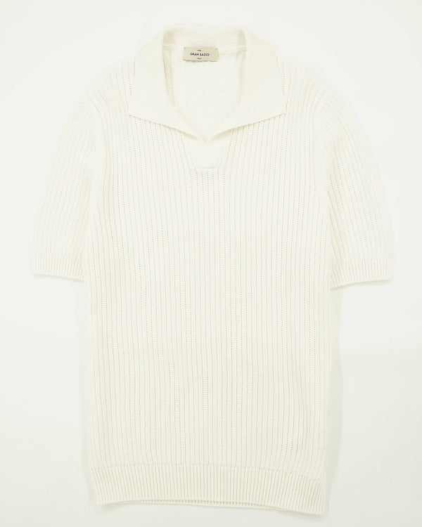 Gran Sasso Polo Shirt Pure Cotton Ribbed Cream