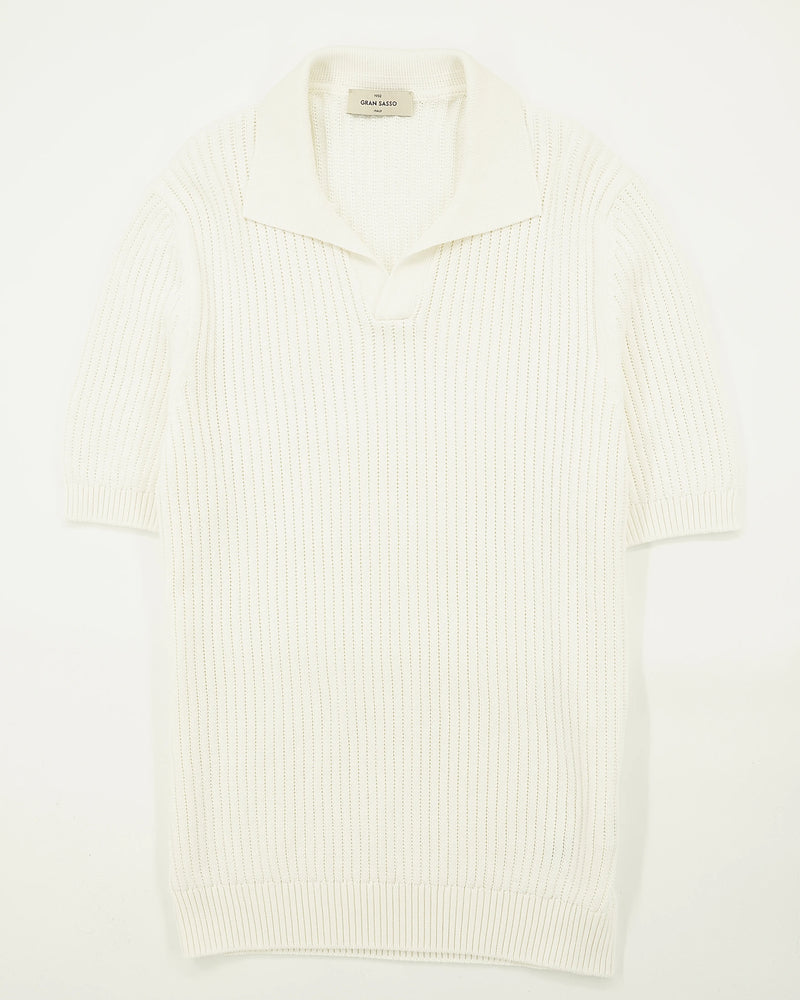Gran Sasso Polo Shirt Pure Cotton Ribbed Cream