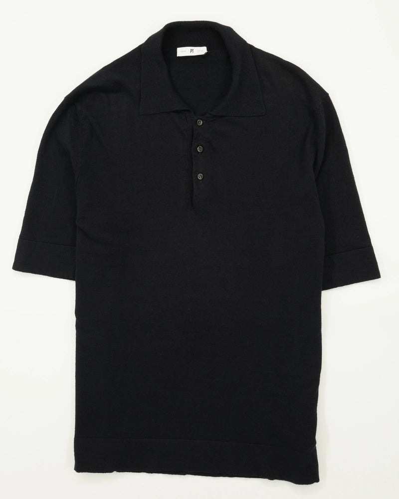PT Torino Polo Shirt Linen Cotton Dark Navy