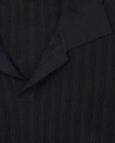 Sand Polo Shirt Pure Cotton Ribbed Navy
