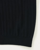 Sand Polo Shirt Pure Cotton Ribbed Navy