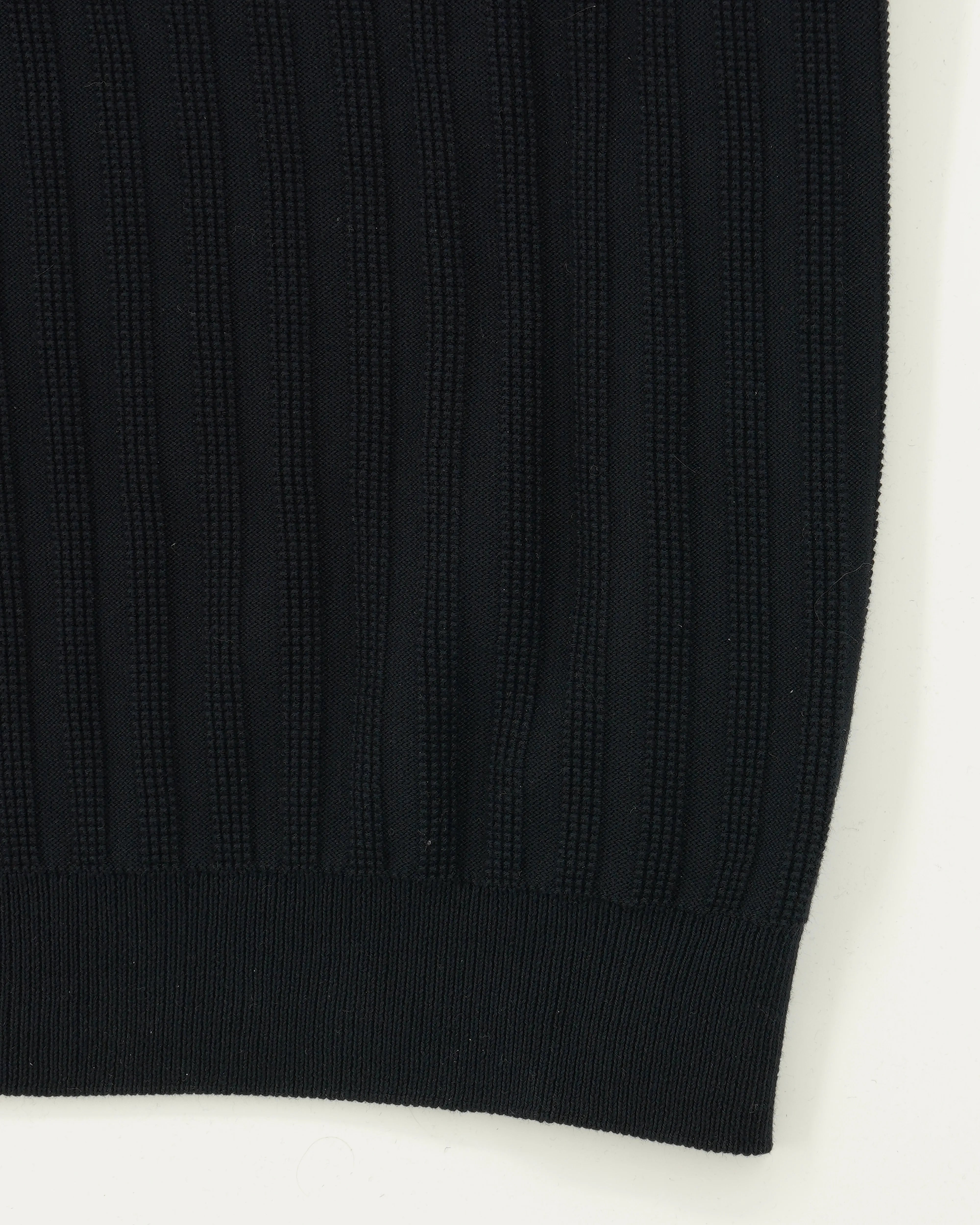 Sand Polo Shirt Pure Cotton Ribbed Navy