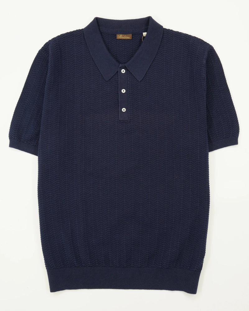 Stenströms Polo Shirt Chevron Navy