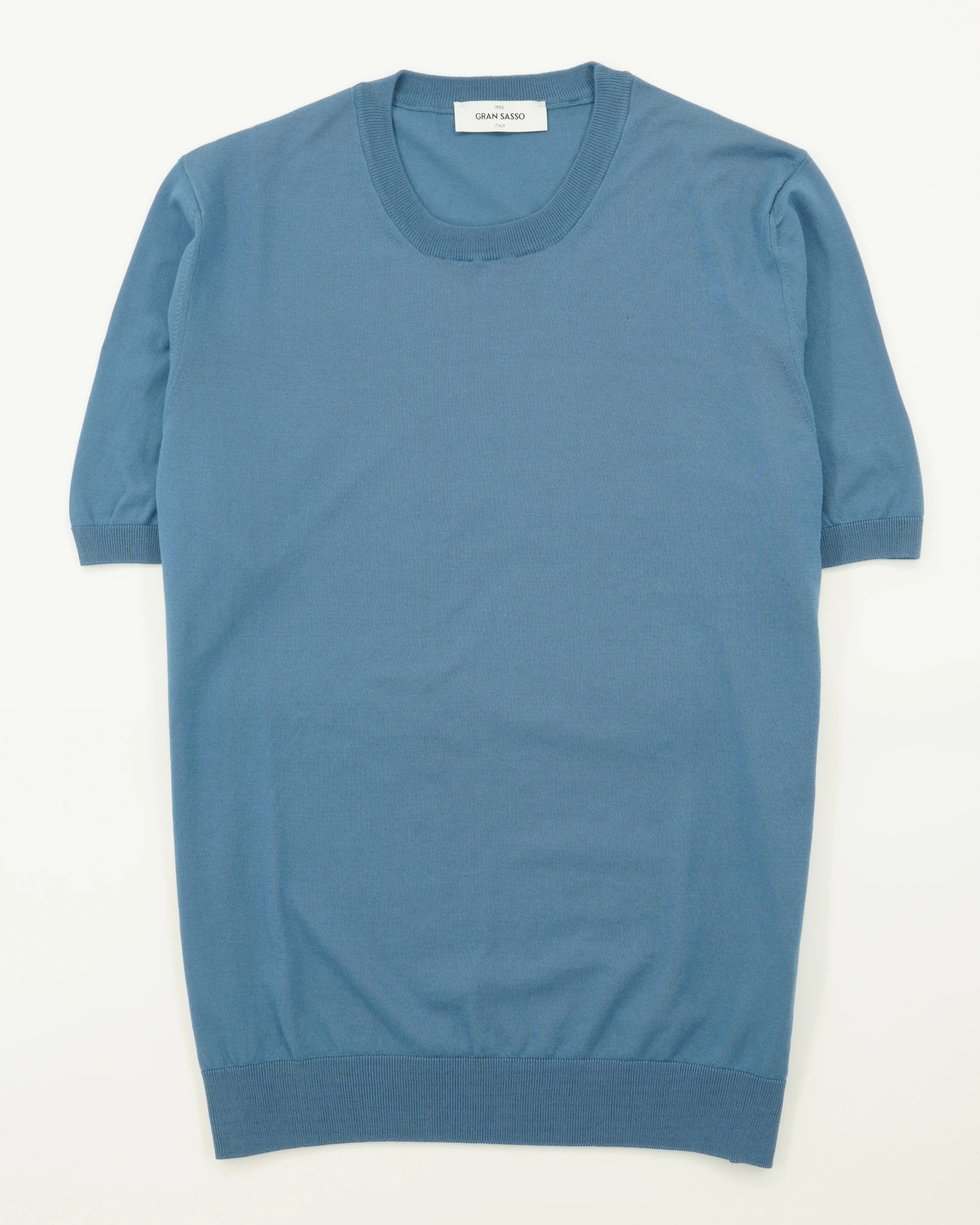 Gran Sasso Knitted T-Shirt Fresh Cotton Blue
