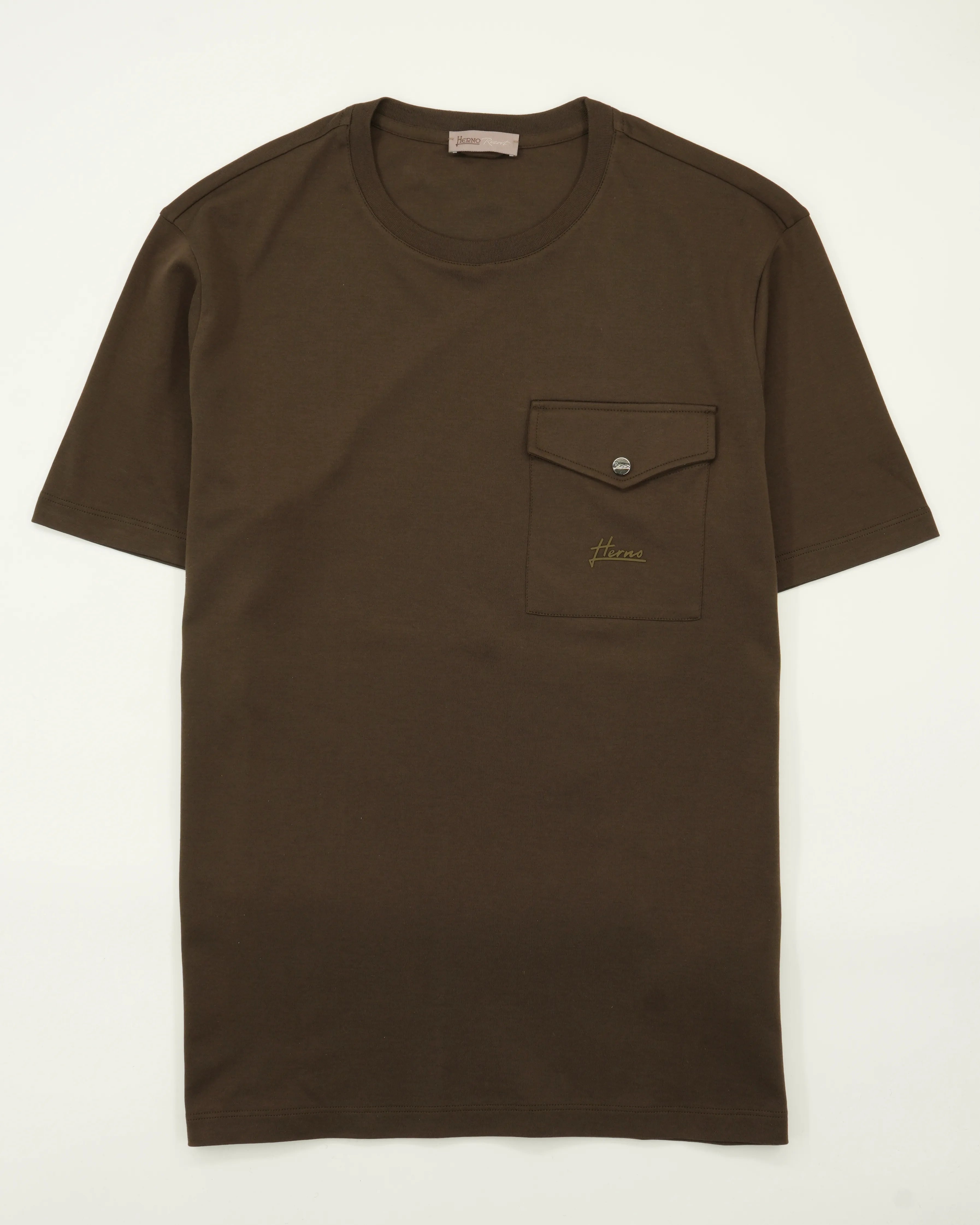 Herno T-Shirt Pure Cotton Chest Pocket Brown