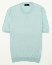 Gran Sasso Knitted T-Shirt Pure Silk Mediterranean Blue