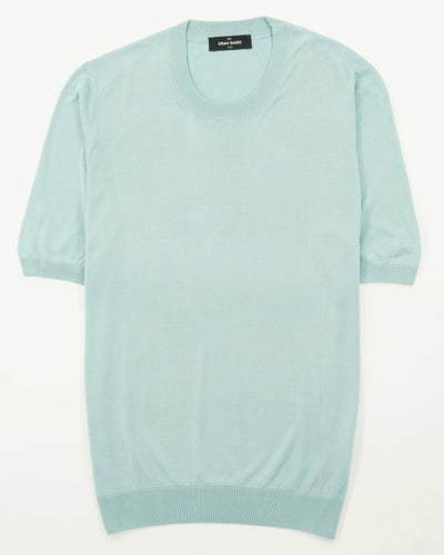 Gran Sasso Knitted T-Shirt Pure Silk Mediterranean Blue