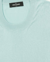 Gran Sasso Knitted T-Shirt Pure Silk Mediterranean Blue