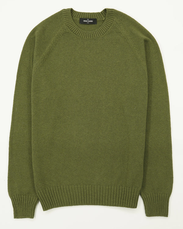 Gran Sasso Crewneck Cotton Cashmere Heavy Knit Green