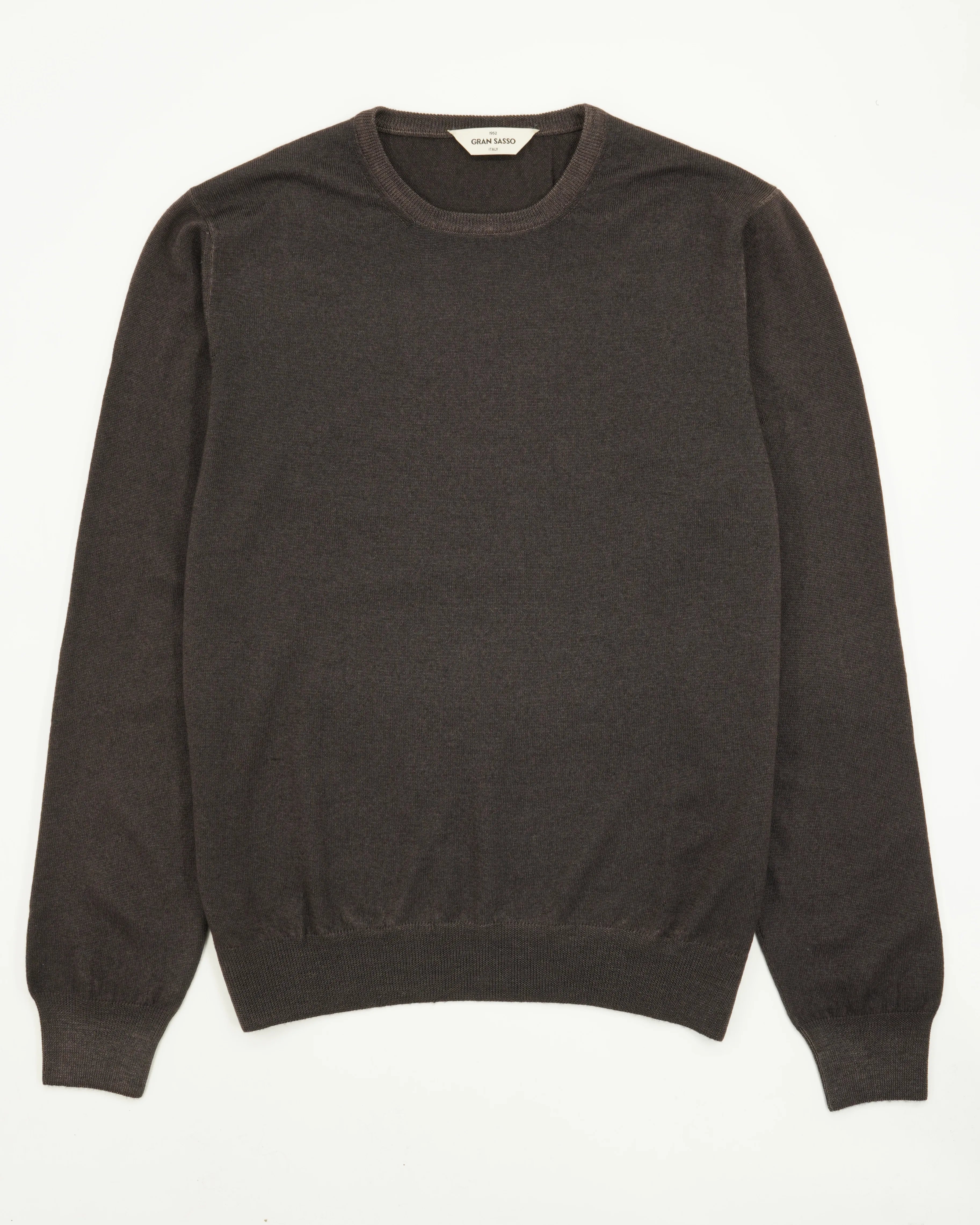 Gran Sasso Crewneck Garment Dyed Merino Wool Brown