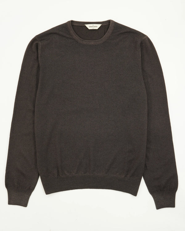 Gran Sasso Crewneck Garment Dyed Merino Wool Brown