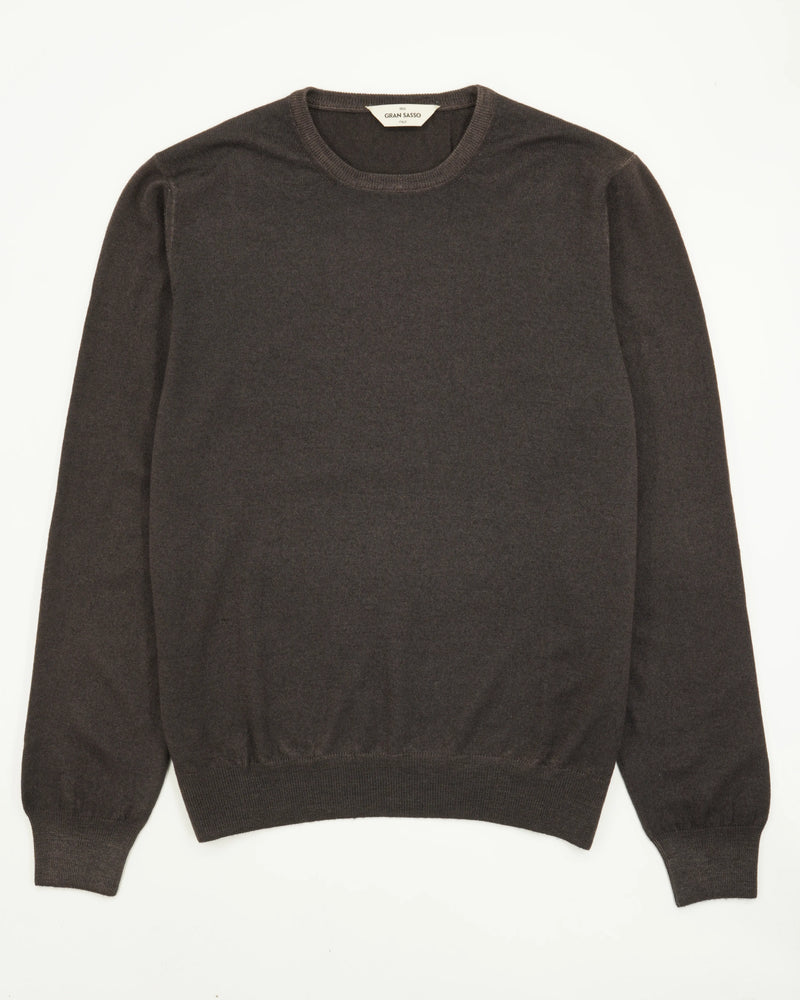 Gran Sasso Crewneck Garment Dyed Merino Wool Brown