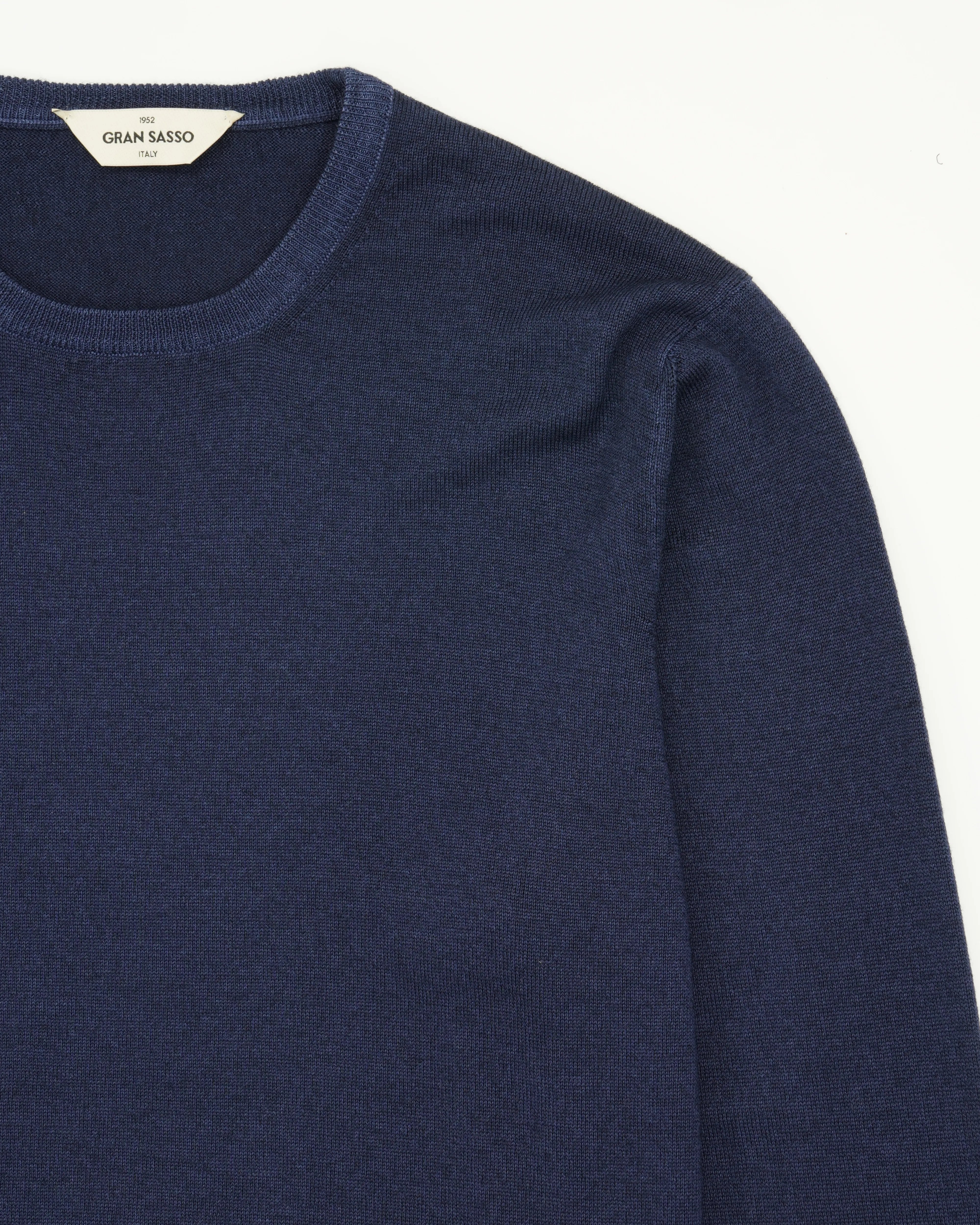 Gran Sasso Crewneck Garment Dyed Merino Wool Navy