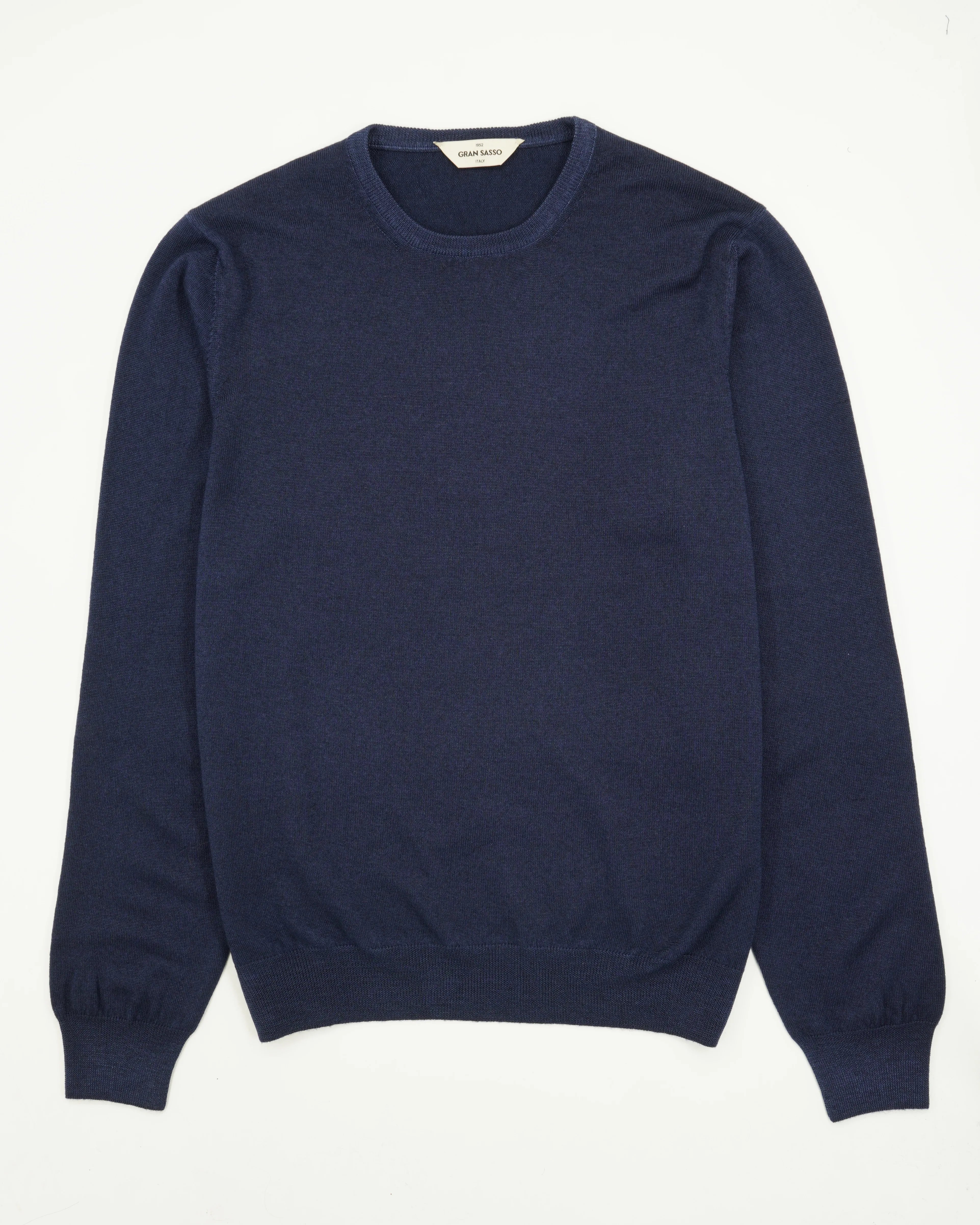 Gran Sasso Crewneck Garment Dyed Merino Wool Navy