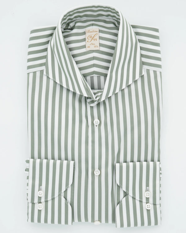 Stenströms Shirt 1899 Cotton Silk Stripe Green