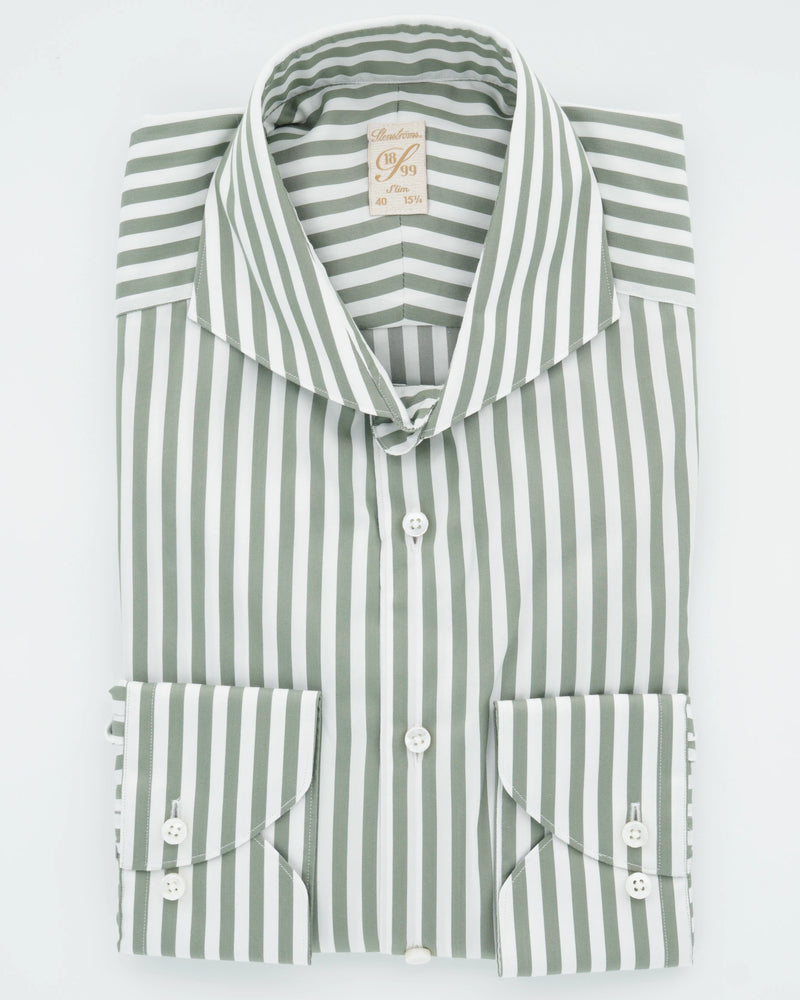 Stenströms Shirt 1899 Cotton Silk Stripe Green
