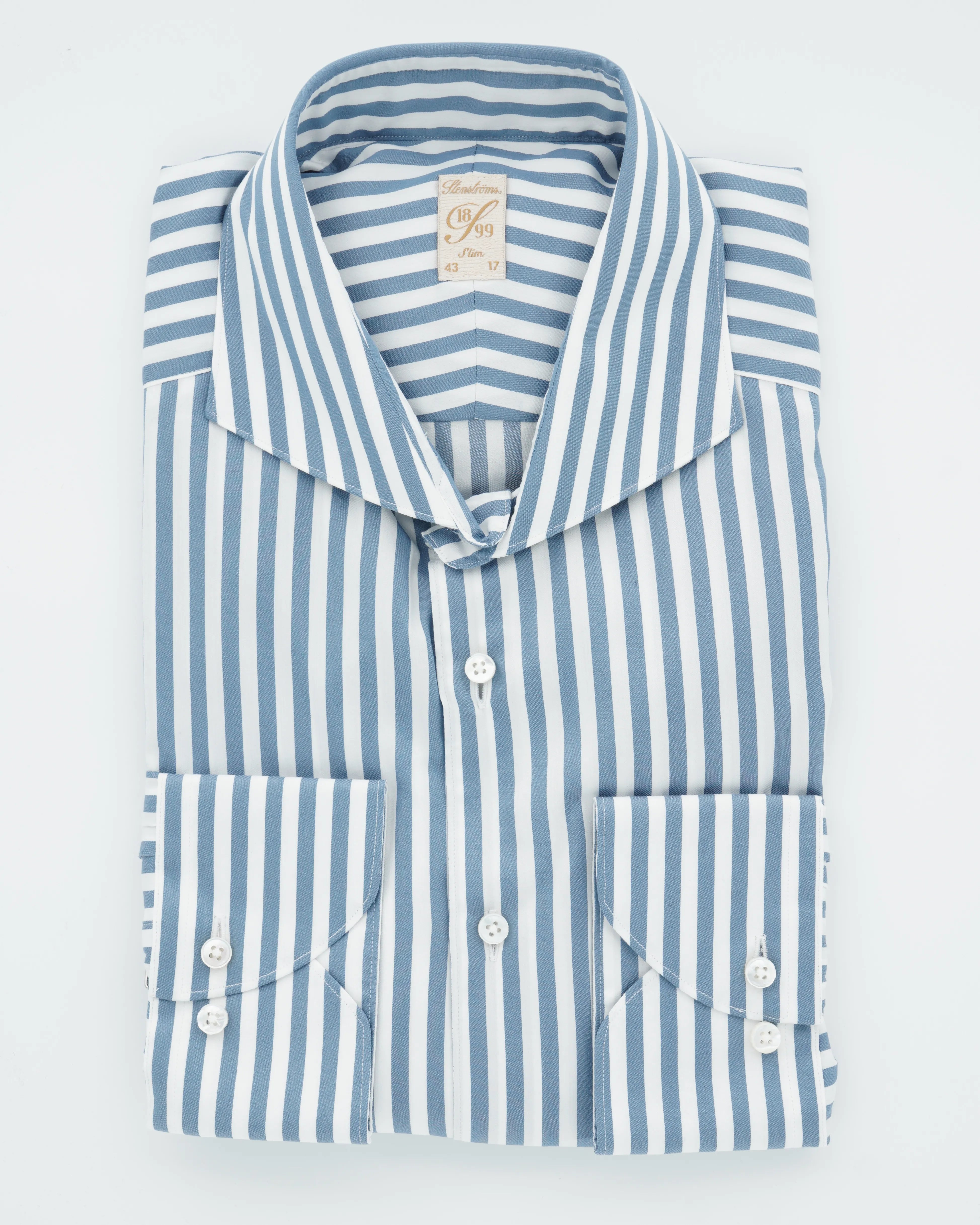 Stenströms Shirt 1899 Cotton Silk Striped Blue