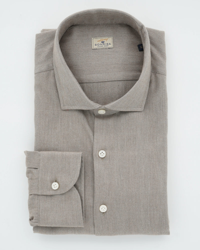Sonrisa Shirt Cotton Lyocell Chevron Beige