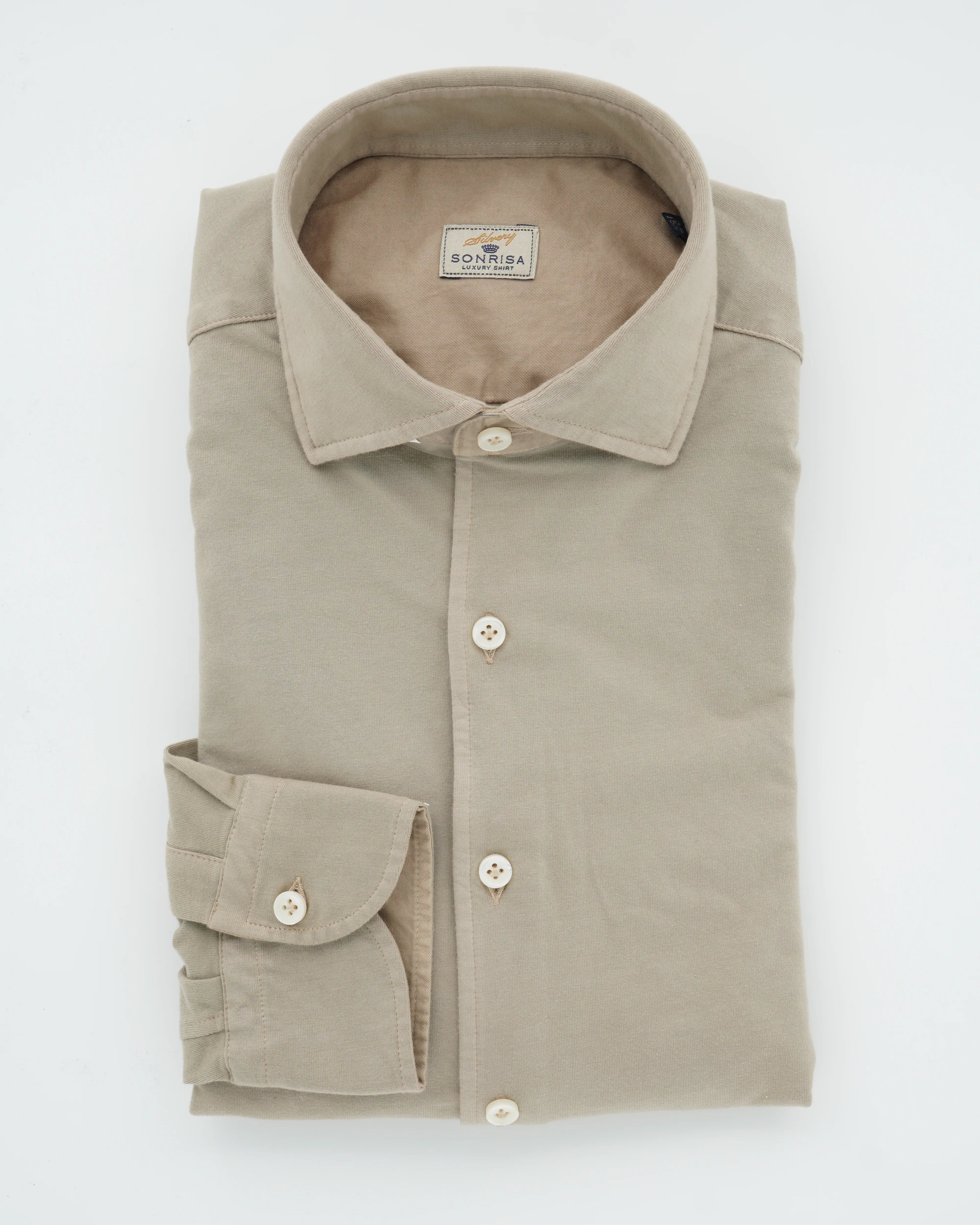 Sonrisa Shirt Washed Cotton Jersey Beige