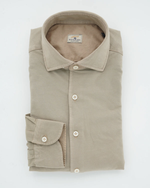 Sonrisa Shirt Washed Cotton Jersey Beige