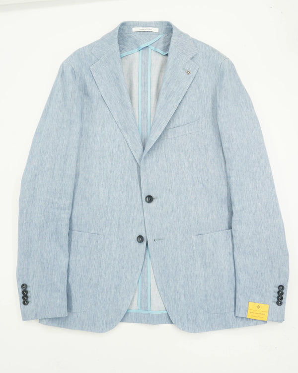Tagliatore Jacket Linen Cotton Denim Stretch Light Blue
