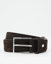 Doucals Belt Adjustable Soft Suede Dark Brown