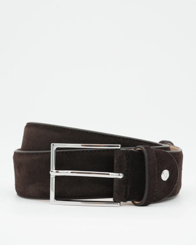 Doucals Belt Adjustable Soft Suede Dark Brown