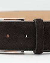 Doucals Belt Adjustable Soft Suede Dark Brown