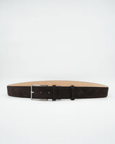 Doucals Belt Adjustable Soft Suede Dark Brown