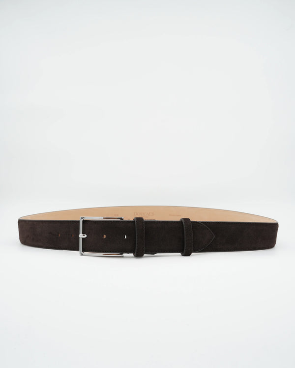 Doucals Belt Adjustable Soft Suede Dark Brown