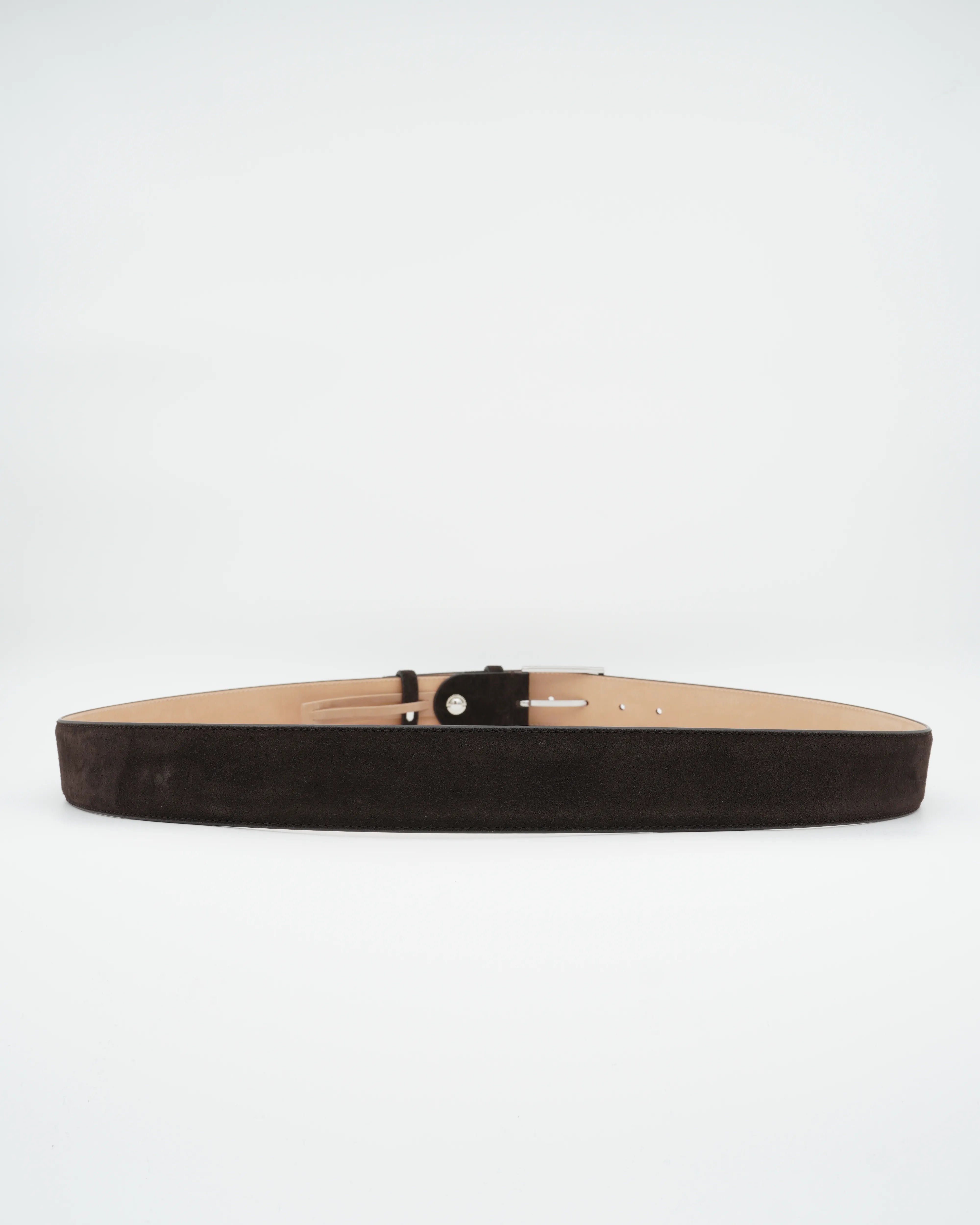 Doucals Belt Adjustable Soft Suede Dark Brown