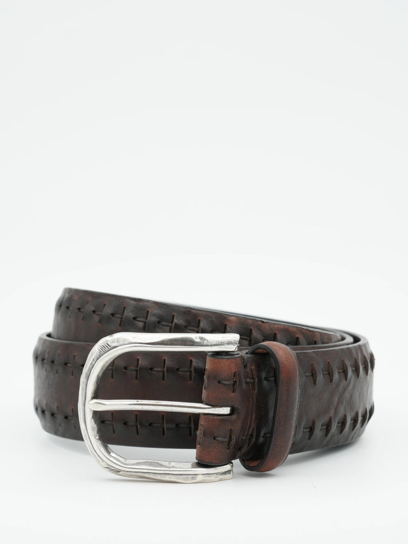 Paolo Vitale Belt Stitched Dark Brown