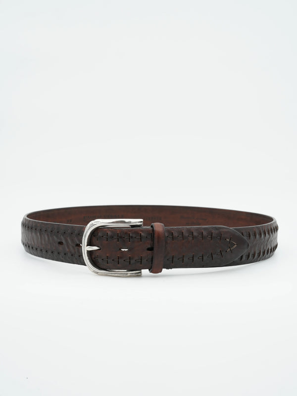 Paolo Vitale Belt Stitched Dark Brown