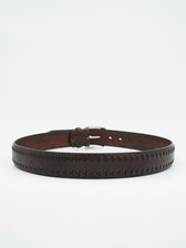 Paolo Vitale Belt Stitched Dark Brown
