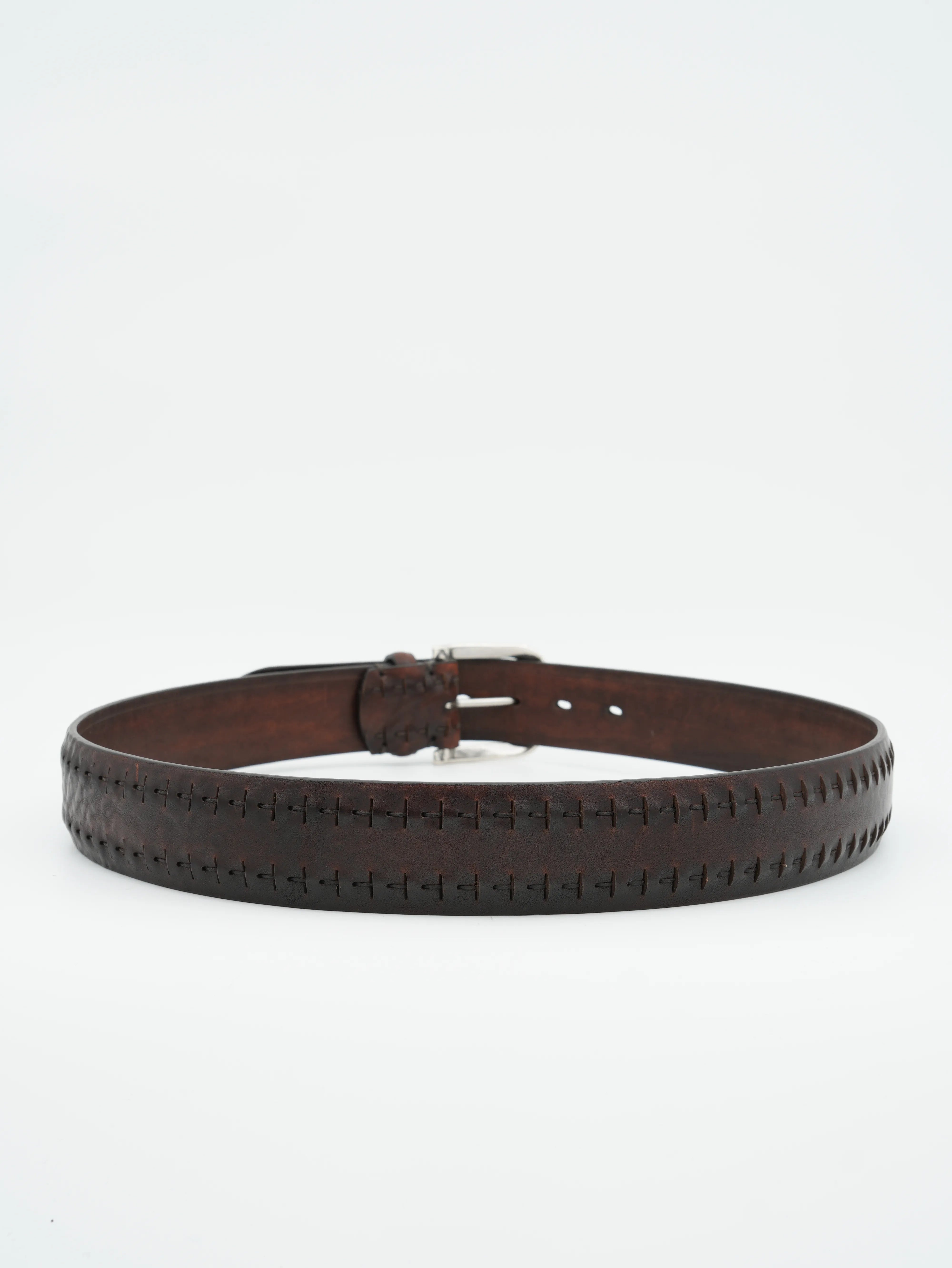 Paolo Vitale Belt Stitched Dark Brown