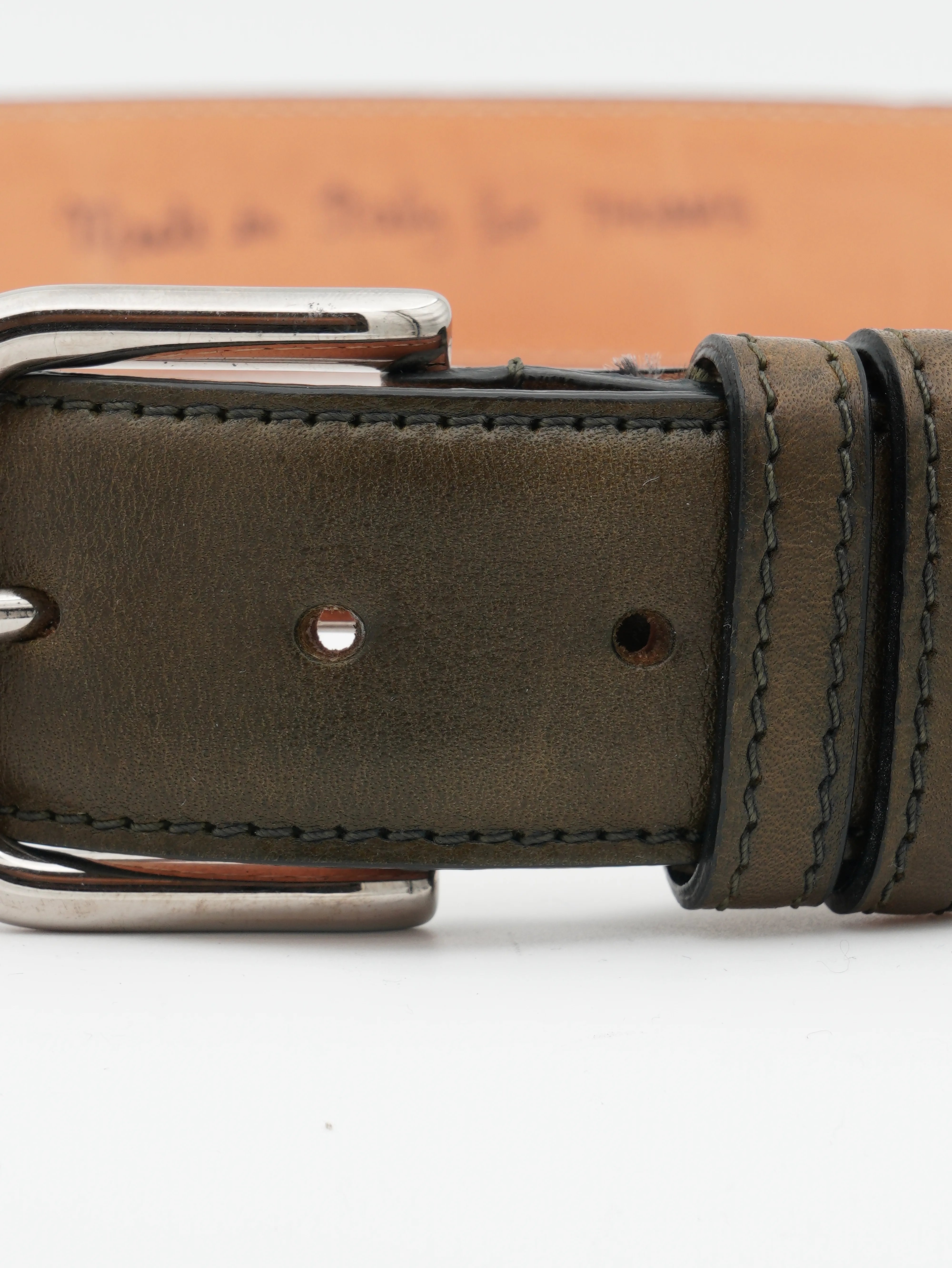 Thomas Belt Adjustable Leather Dark Green