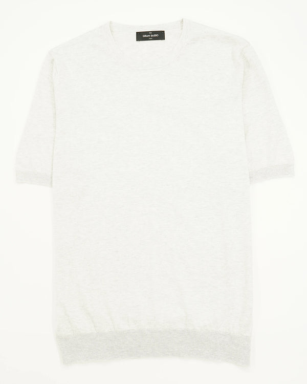 Gran Sasso Knitted T-Shirt Suvin Cotton Light Grey