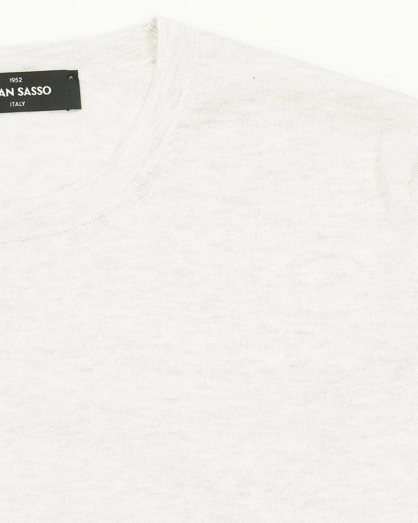 Gran Sasso Knitted T-Shirt Suvin Cotton Light Grey