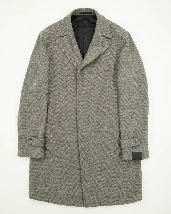 Tagliatore Coat Wool Cashmere Chevron Warm Grey