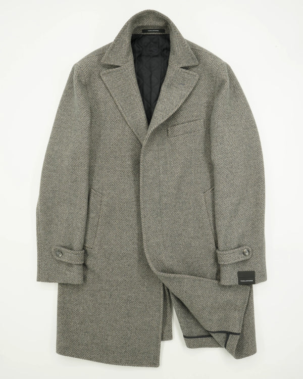 Tagliatore Coat Wool Cashmere Chevron Warm Grey