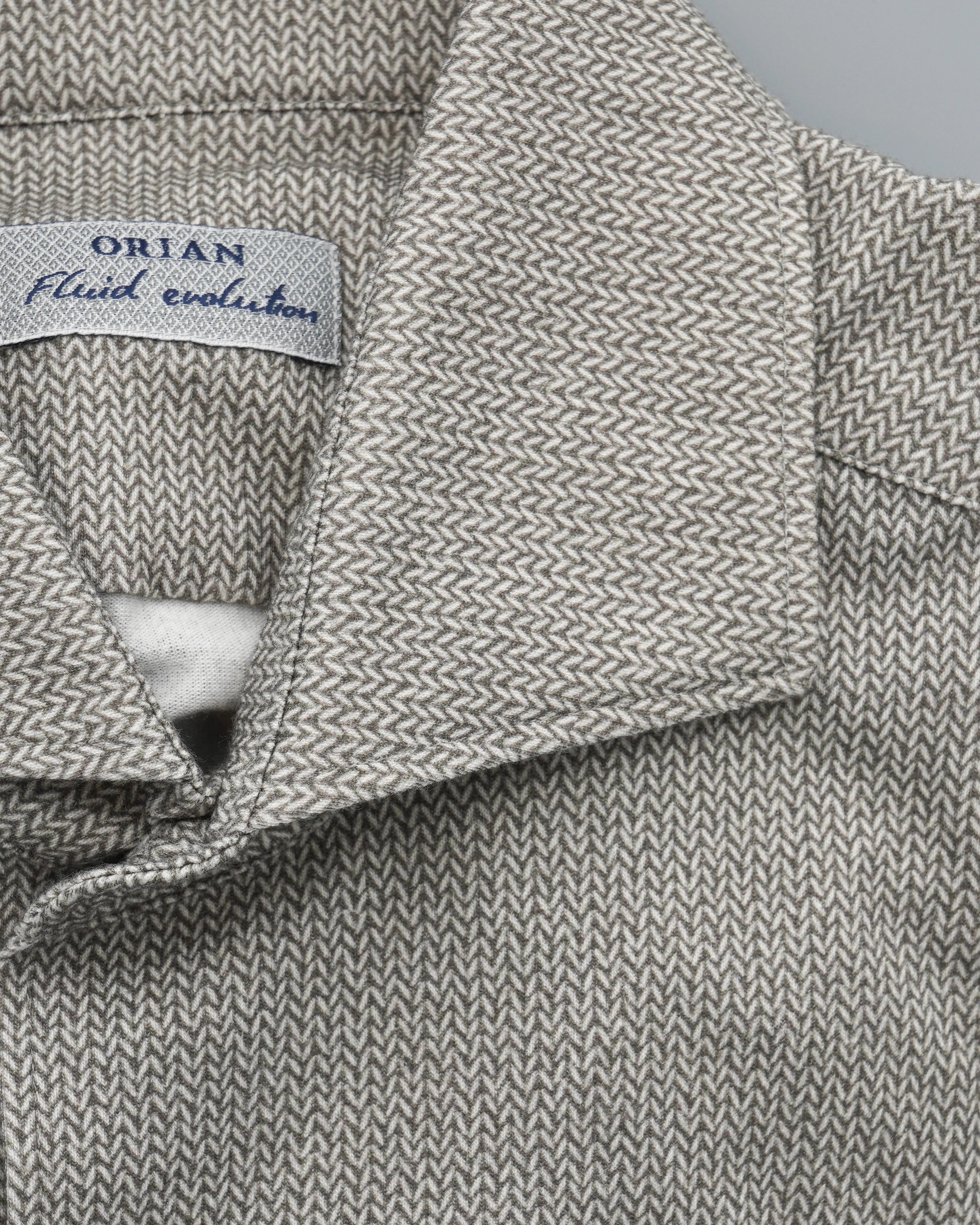 Orian Shirt Cotton Strech Jersey Chevron Warm Grey